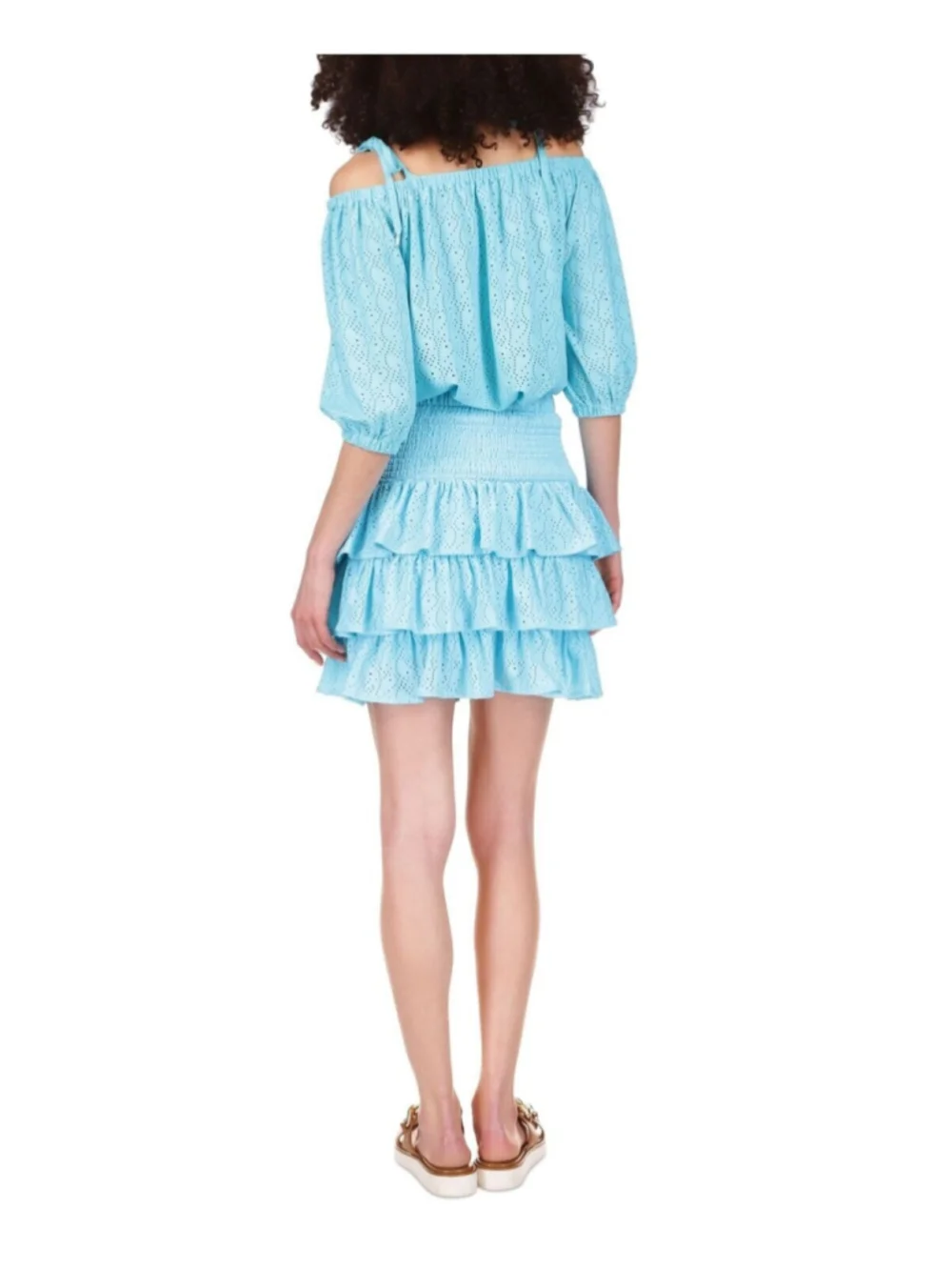 MICHAEL Michael Kors Women's Eyelet Tiered Skirt in Turquoise Size M